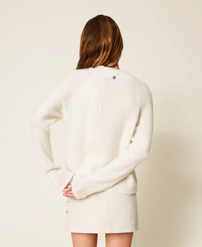 Actitude By Twinset Pull Col Montant Avec Torsade In Neutral
