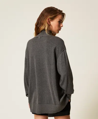 Actitude By Twinset Pull Col Montant Oversize In Gray
