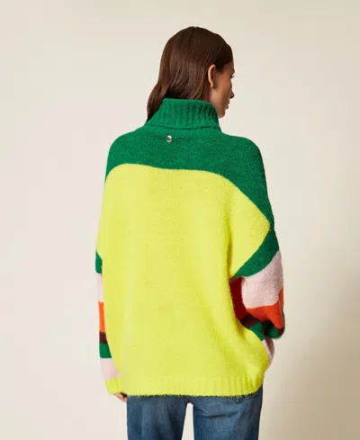 Actitude By Twinset Pull Col Roulé À Rayures In Yellow