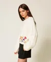 Actitude By Twinset Pull Cropped Avec Broderie In White