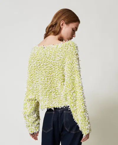 Actitude By Twinset Pull En Fil Bouclé In Green