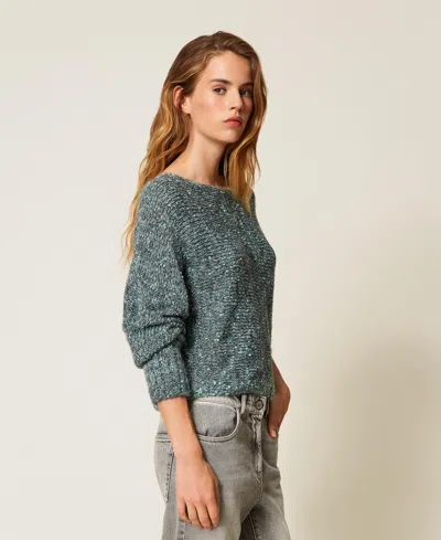 Actitude By Twinset Pull En Fil Mouliné In Gray