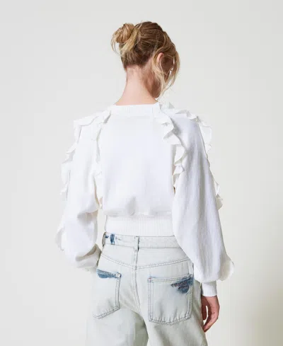 Actitude By Twinset Pull Kimono Avec Volant In Neutral