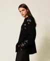 Actitude By Twinset Pull Myfo En Laine Mélangée Avec Broderie In Black