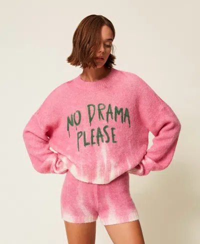 Actitude By Twinset Pull Myfo En Laine Mélangée Avec Imprimé In Pink