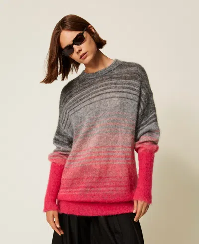 Actitude By Twinset Pull Myfo En Laine Mélangée Dégradée In Gray