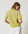 Actitude By Twinset Pull Polo Avec Rayures Lurex In Yellow