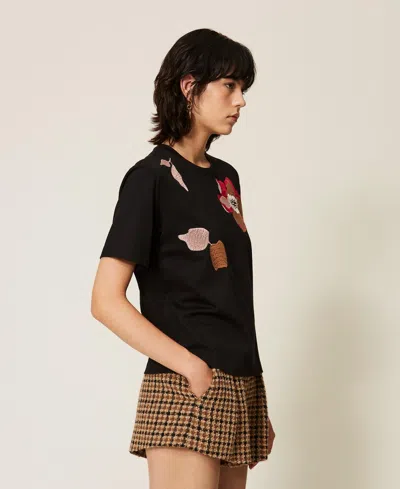 Actitude By Twinset Regular Fit T-shirt With Embroidery In Black