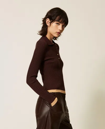 Actitude By Twinset Rib-knit Polo Jumper