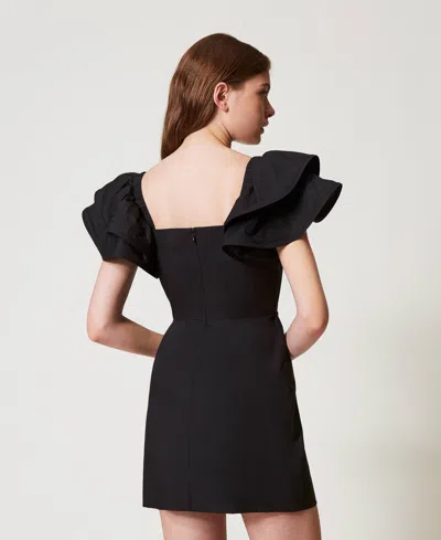 Actitude By Twinset Robe Ajustée Avec Manches Volantées In Black