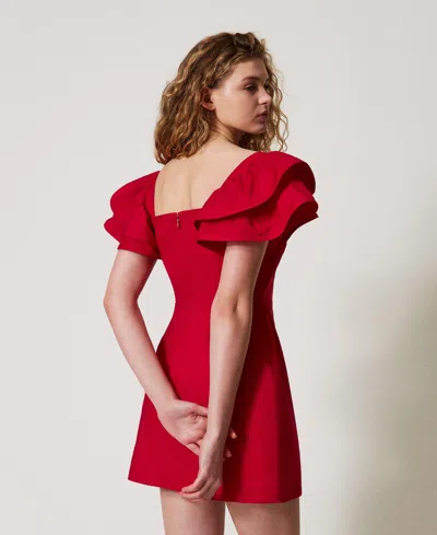 Actitude By Twinset Robe Ajustée Avec Manches Volantées In Red