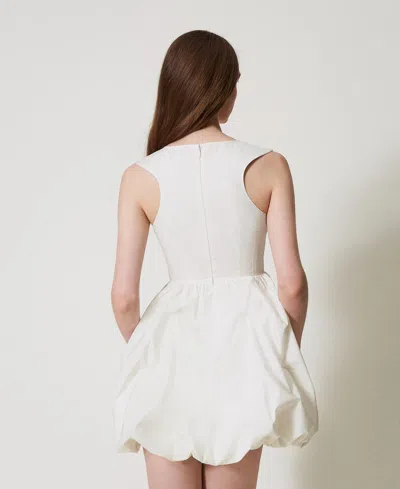 Actitude By Twinset Robe Courte Ballon En Popeline In Neutral