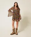 Actitude By Twinset Robe Courte En Crépon Recyclé Avec Imprimé In Multi