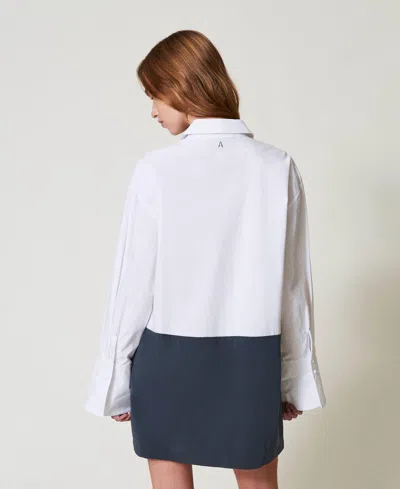 Actitude By Twinset Robe Courte En Popeline Et Teinte En Fil In White