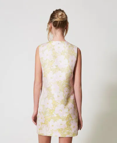 Actitude By Twinset Robe Courte Jacquard Avec Broderie Réalisée À La Main In Yellow