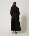 Actitude By Twinset Robe Longue Chemisier En Popeline In Black
