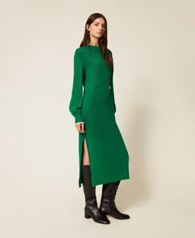 Actitude By Twinset Robe Longue En Maille Avec Fronce Et Broche