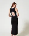 Actitude By Twinset Robe Longue En Maille Avec Sequins In Black