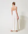 Actitude By Twinset Robe Longue En Mousseline Avec Broderies In White