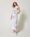 Actitude By Twinset Robe Longue Myfo En Crêpe De Chine In Multi