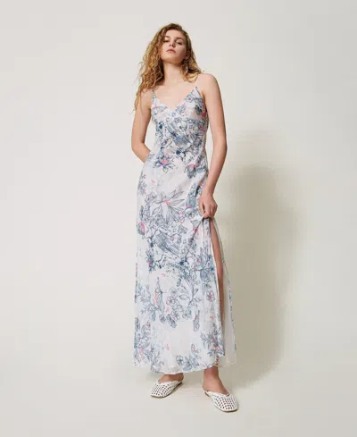 Actitude By Twinset Robe Longue Myfo En Organza In Multi
