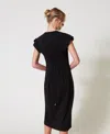 Actitude By Twinset Robe Midi Avec Cordon De Serrage Croisé In Black