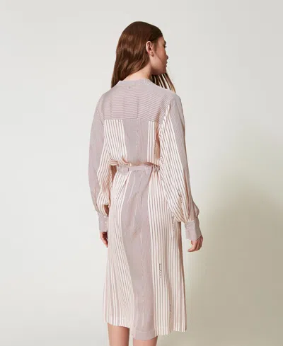 Actitude By Twinset Robe Midi Chemisier En Satin In Pink