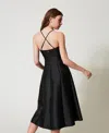 Actitude By Twinset Robe Midi En Sergé Technique In Black