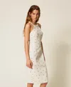 Actitude By Twinset Robe Midi En Tissu Bouclé Avec Broderies In Neutral