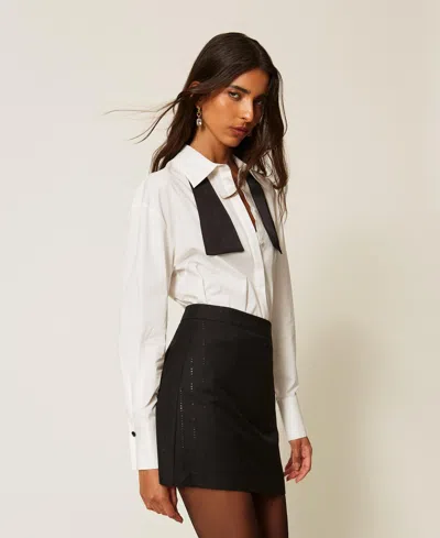Actitude By Twinset Sequin Pinstripe Miniskirt In Black