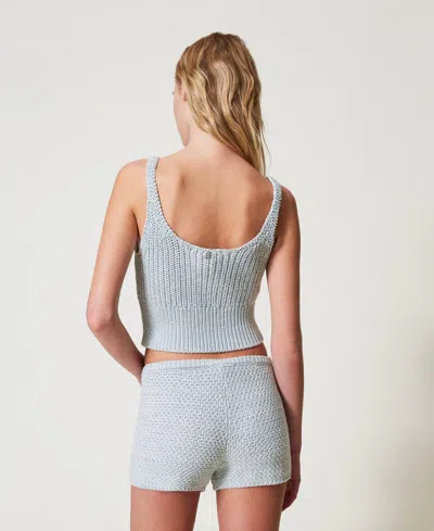 Actitude By Twinset Short Ajusté En Maille Texturée In Gray