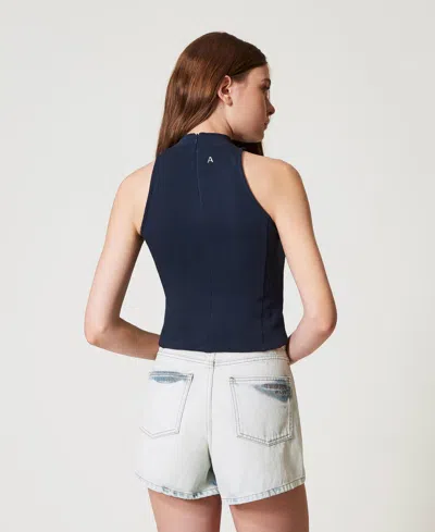 Actitude By Twinset Short En Jean Super Bleach In Blue