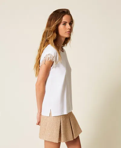 Actitude By Twinset T-shirt Avec Broderie Réalisée À La Main In White