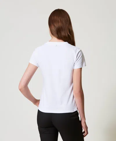 Actitude By Twinset T-shirt Avec Broderie Réalisée À La Main Et Logo In White