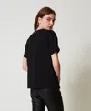 Actitude By Twinset T-shirt Avec Logo En Lurex In Black