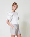 Actitude By Twinset T-shirt Avec Manches En Organza In White