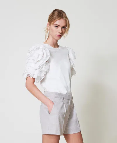 Actitude By Twinset T-shirt Avec Manches En Organza In White