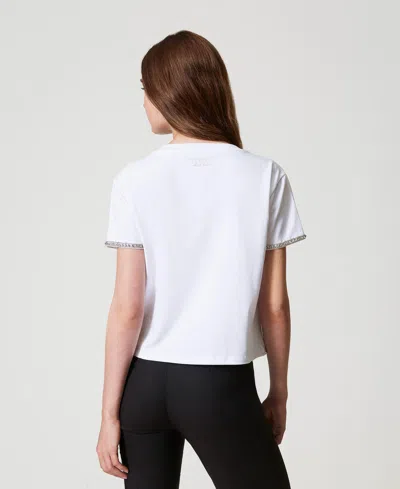 Actitude By Twinset T-shirt Boxy Avec Broderie Réalisée À La Main In White