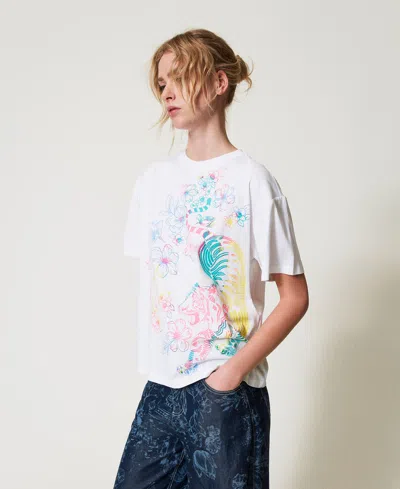 Actitude By Twinset T-shirt Myfo Avec Imprimé Floral In White