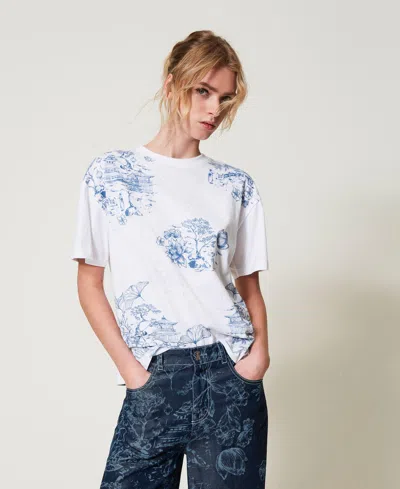 Actitude By Twinset T-shirt Myfo Avec Imprimé Floral In White