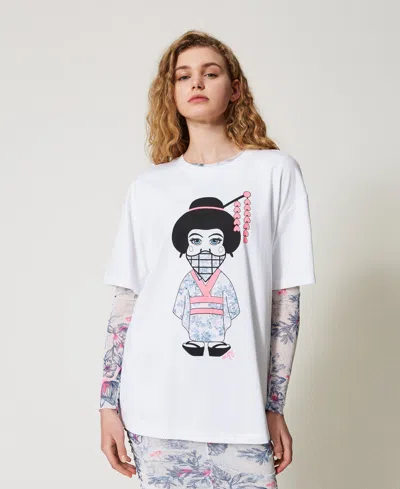 Actitude By Twinset T-shirt Myfo Oversize In White