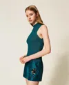 Actitude By Twinset Top Col Montant En Fil Recyclé In Green