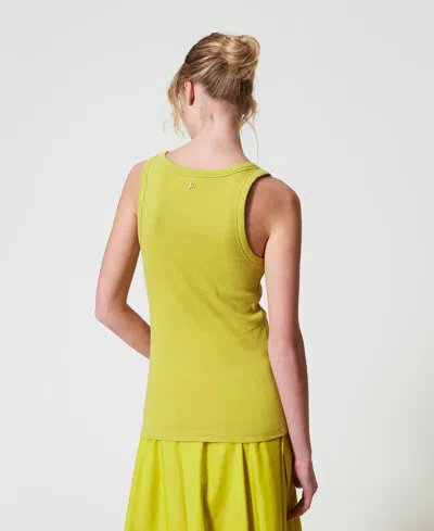 Actitude By Twinset Top Côtelé Avec Strass In Green