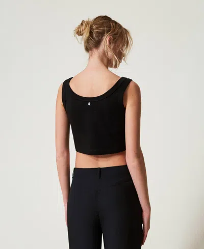 Actitude By Twinset Top Cropped Avec Broderies In Black