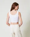 Actitude By Twinset Top Cropped Avec Broderies In White