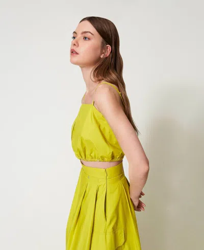 Actitude By Twinset Top Cropped En Popeline In Yellow