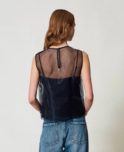 Actitude By Twinset Top En Organza Avec Broderies Réalisées À La Main