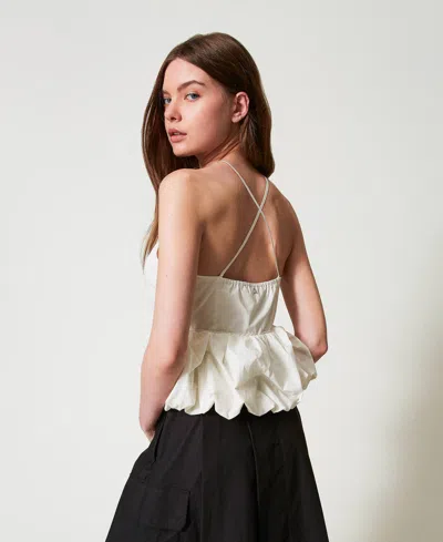 Actitude By Twinset Top En Popeline Avec Volant In Neutral