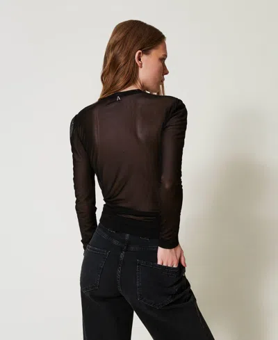 Actitude By Twinset Top In Tulle Stretch In Black