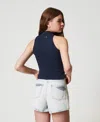 Actitude By Twinset Top Sans Manches Avec Col Montant In Blue